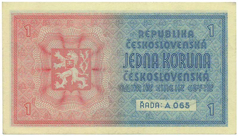 1 K/Kč 1938, přetisk 1940 rub