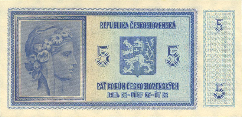 5 K/Kč 1938, přetisk 1940 rub