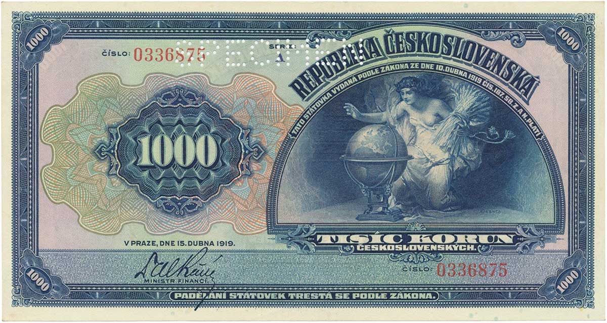 1000 Kč 1919 líc