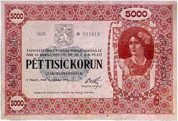 5000 Kč 1919 líc