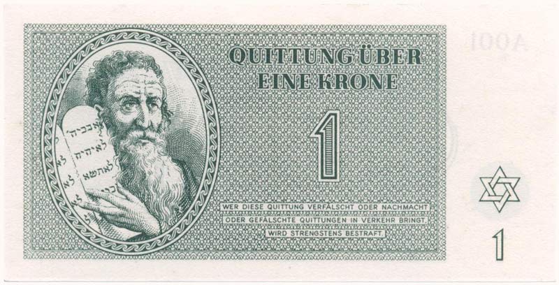 1 Kronen 1943 Terezínská poukázka rub