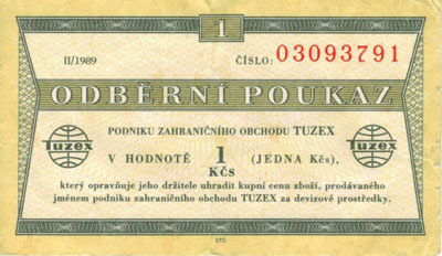 1 TKčs Tuzex 1989