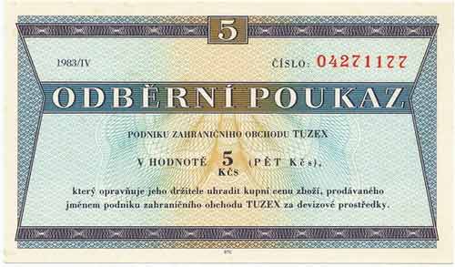 5 Kčs Tuzex 1983/IV